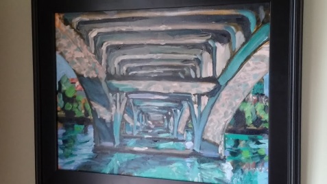 Under Lamar Bridge, oil on canvas, 18 x 24 inches