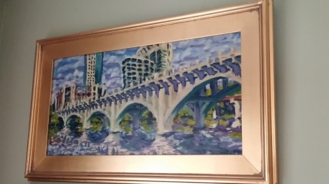 Lamar Bridge, oil on canvas, 24 x 12 inches